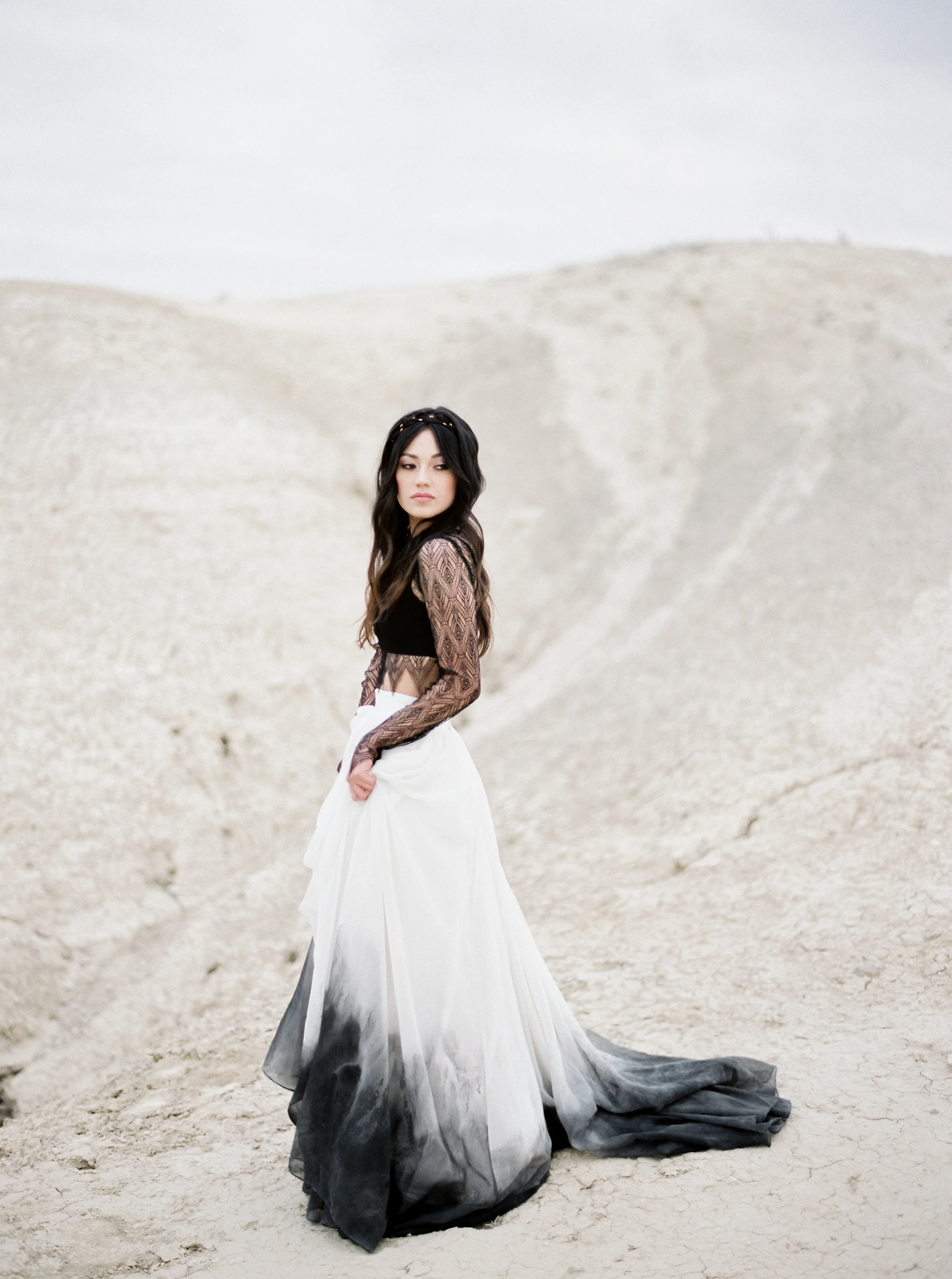 White to black clearance ombre wedding dress